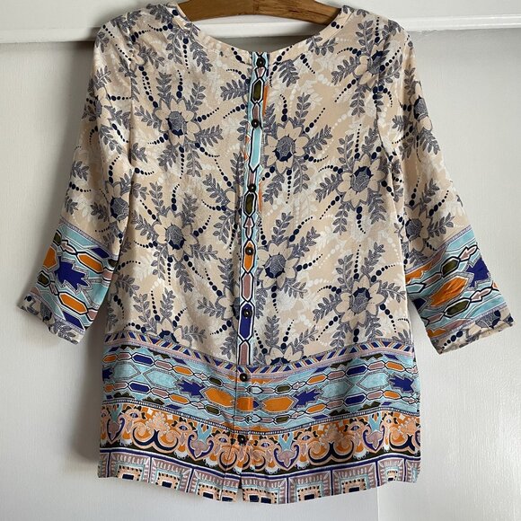 Maeve Anthropologie Sydney Silk Blouse Size 2 Button Down Floral Print Top XS - Picture 9 of 14